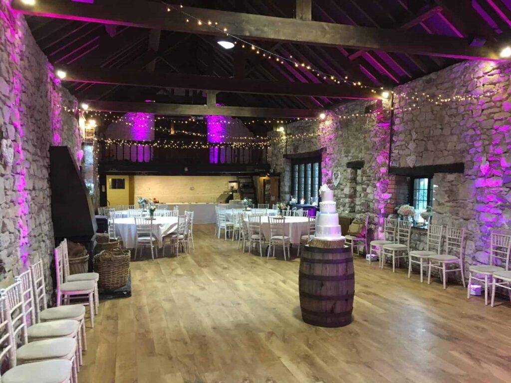wedding venue uplighting south wales at Pencoed House