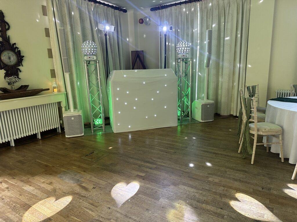 Dj & Disco Setup at Llangoed Hall Hotel function room