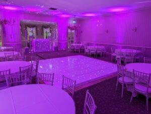 DJ & Disco, LED Dance Floor and Uplighting at De Courcys Manor function room Cardiff
